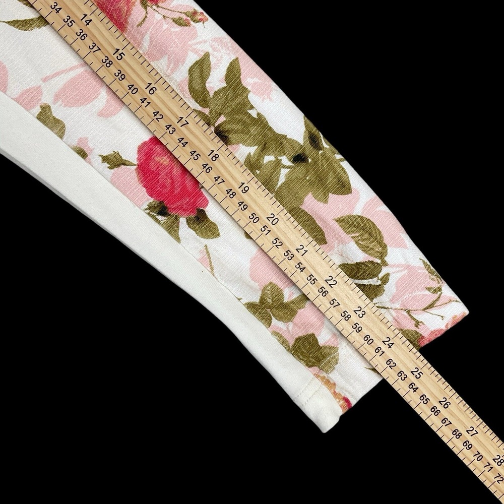 Lane Bryant Jacket Women 18 Ivory Pink Floral Long Sleeve Zip Moto Pockets NWT - Picture 14 of 16